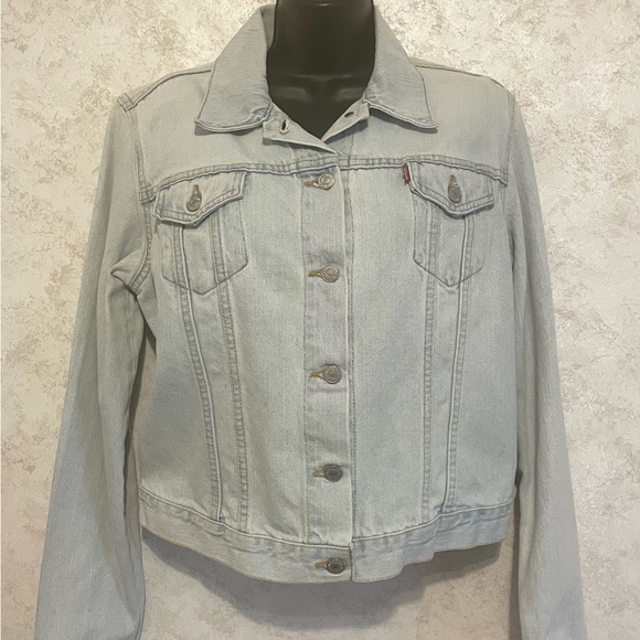 Levi's Trucker Jeans Jacket Women Denim Size Large Light Wash Metal Buttons - Picture 2 of 16